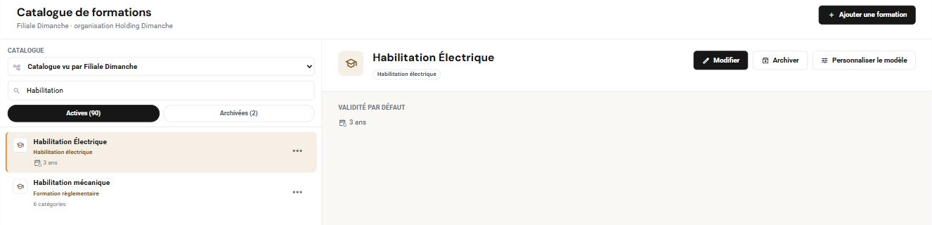 Le bouton « Personnaliser le modèle » dans le catalogue