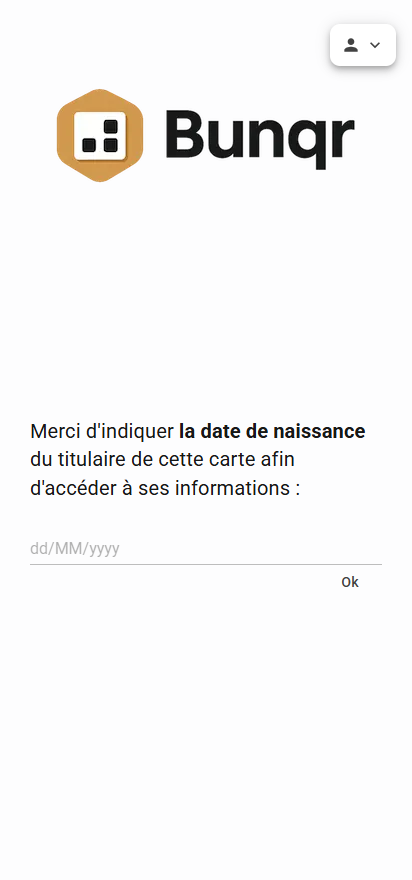 L'écran de saisie de la date de naissance
