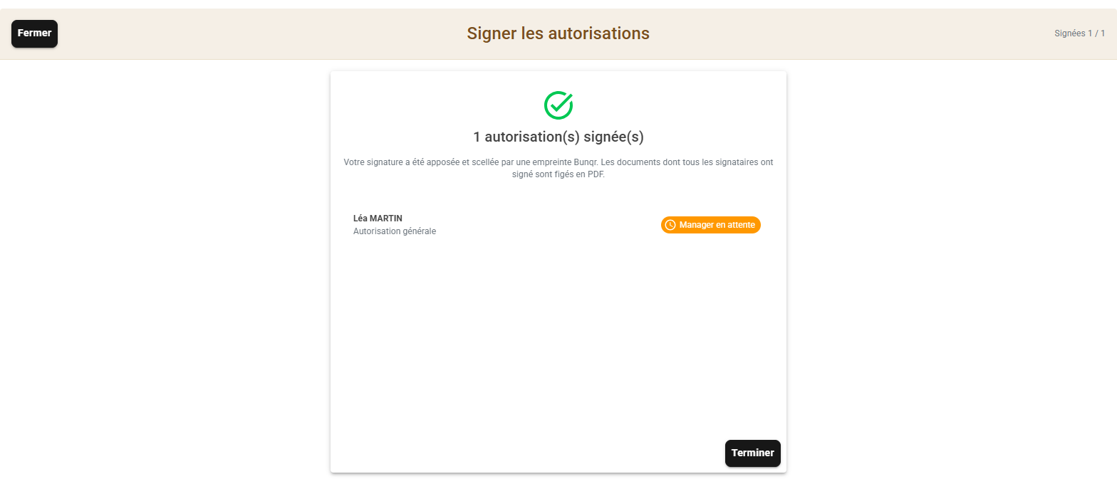 Confirmation de signature